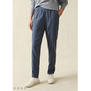 FAHERTY NWT Arlie Tencel Linen Blend Day Pant in Navy // XS